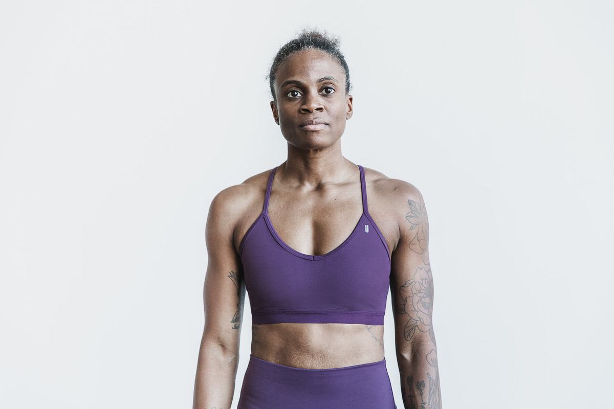 Nobull V-Neck Matte Women\'s Sports Bras Purple | Australia (RX2630)